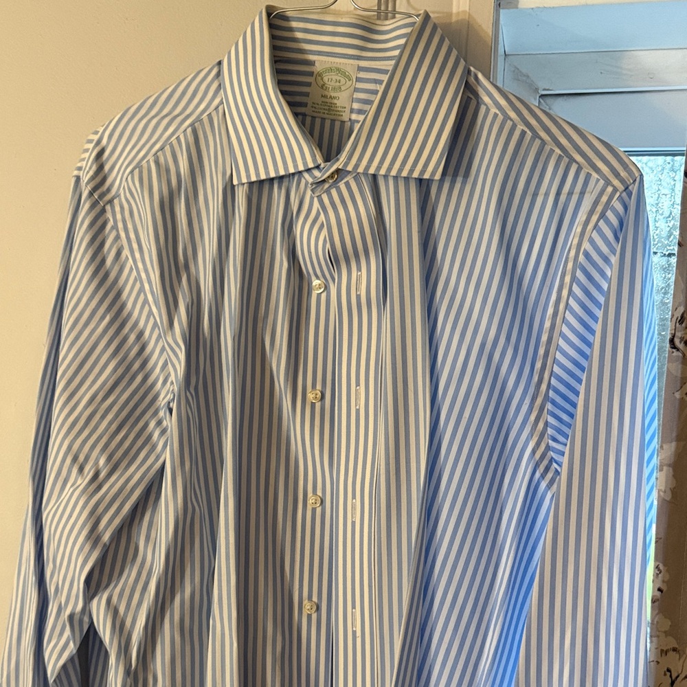 Brooks Brothers Blue and White Striped Dress Shirt